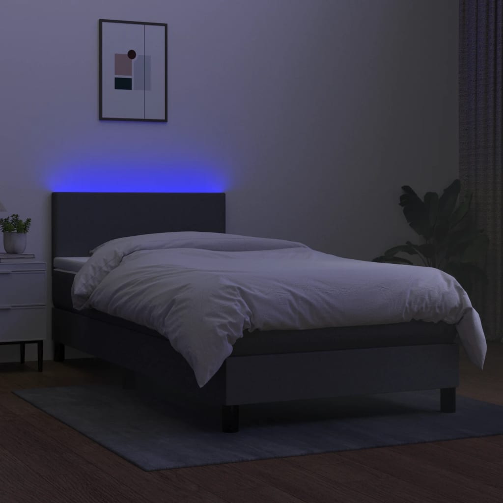 Sommier à lattes de lit avec matelas et LED Gris foncé 80x200cm - Xios Store SNC