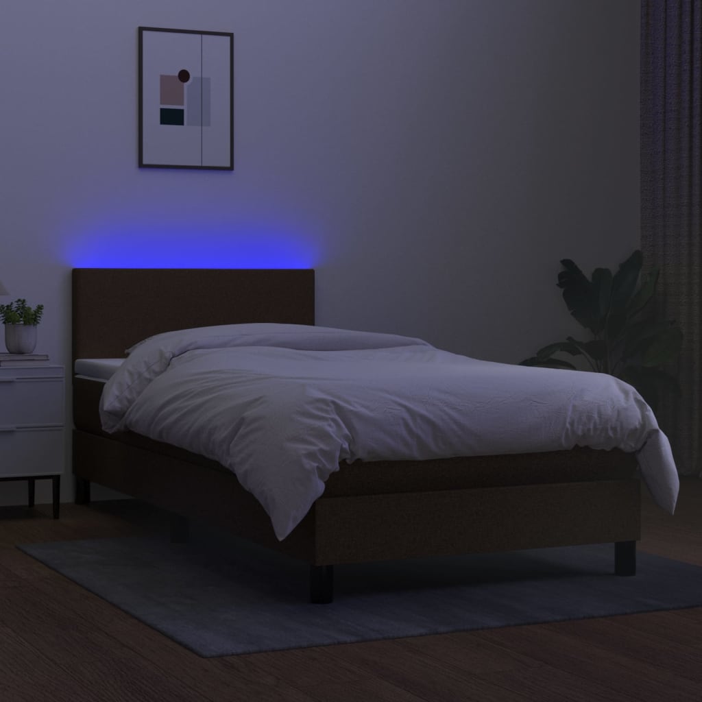 Sommier à lattes de lit et matelas et LED Marron foncé 80x200cm - Xios Store SNC