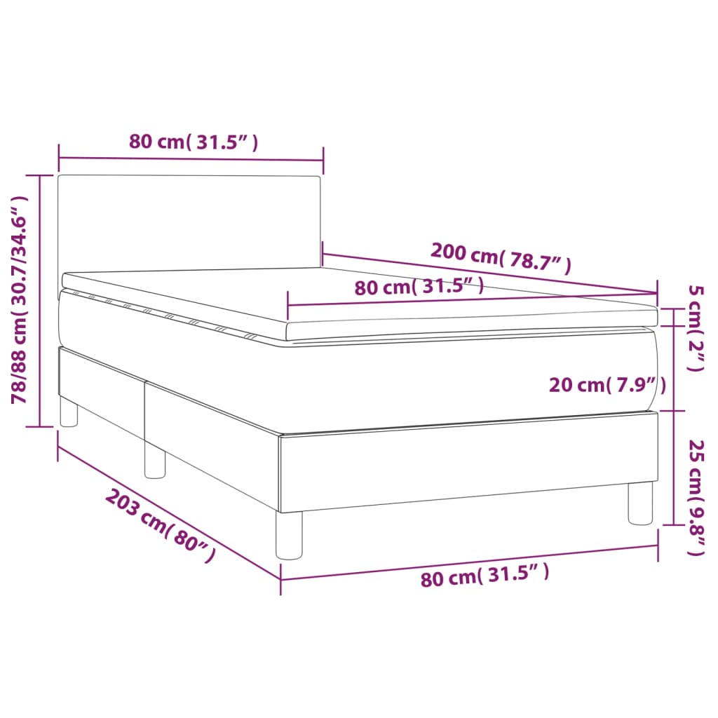 Sommier à lattes de lit et matelas et LED Marron foncé 80x200cm - Xios Store SNC