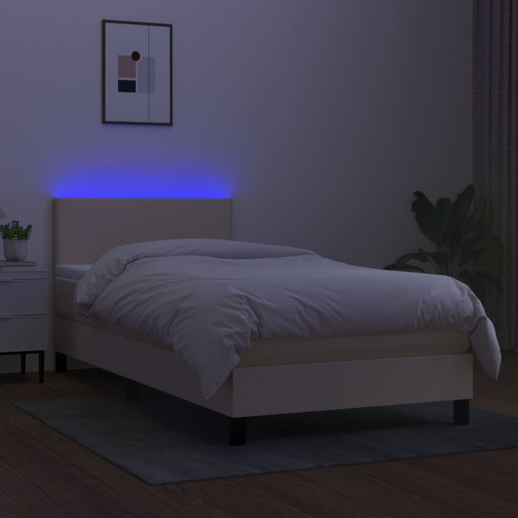 Sommier à lattes de lit avec matelas LED Crème 80x200cm Tissu - Xios Store SNC