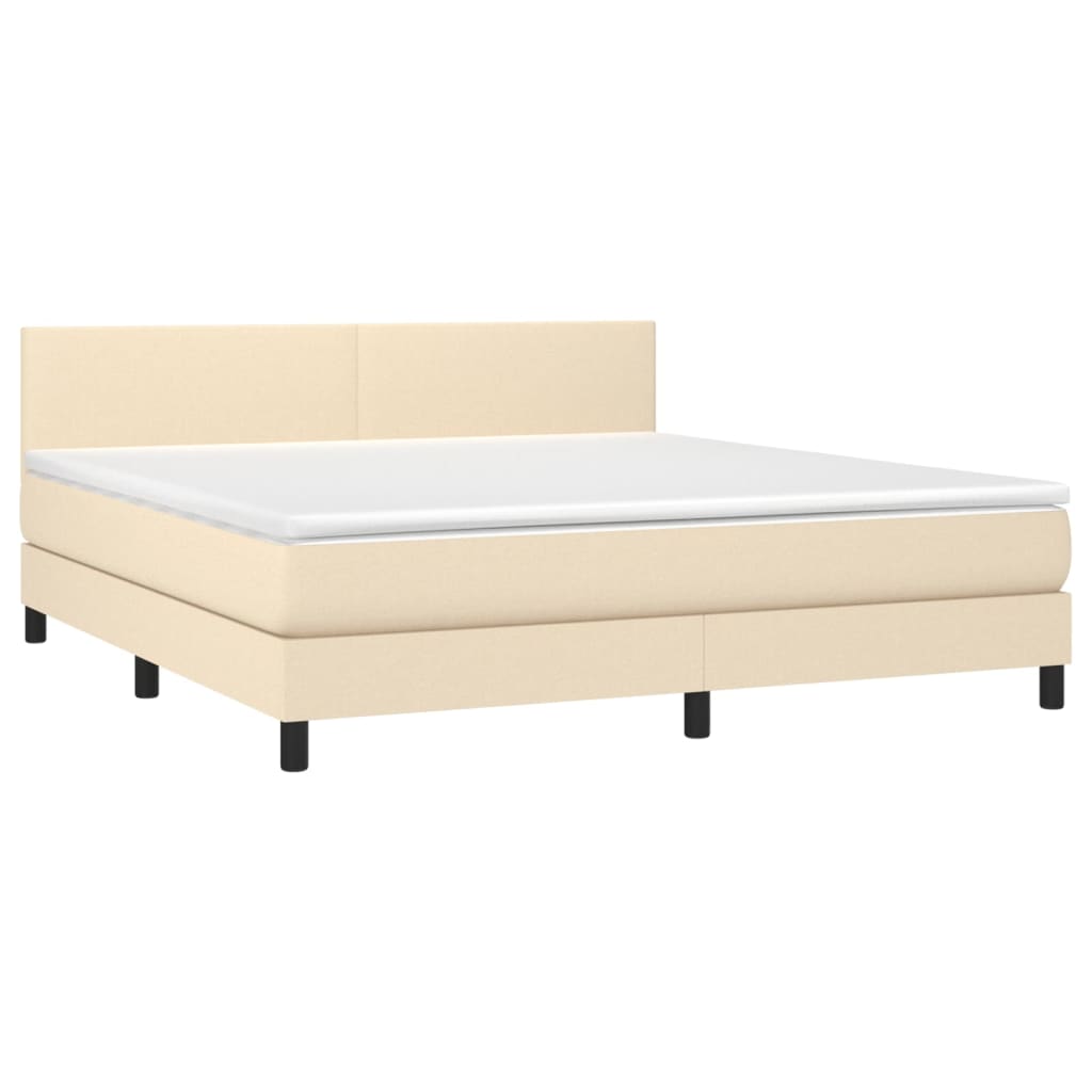 Sommier à lattes de lit avec matelas LED Crème 180x200 cm Tissu Lits & cadres de lit vidaXL