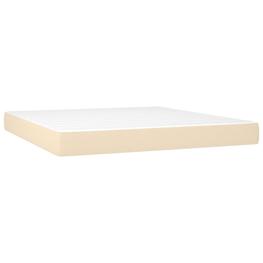 Sommier à lattes de lit avec matelas LED Crème 180x200 cm Tissu Lits & cadres de lit vidaXL