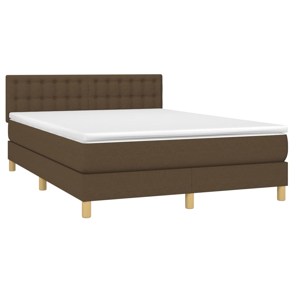 Sommier à lattes de lit matelas et LED Marron foncé 140x190 cm Lits & cadres de lit vidaXL