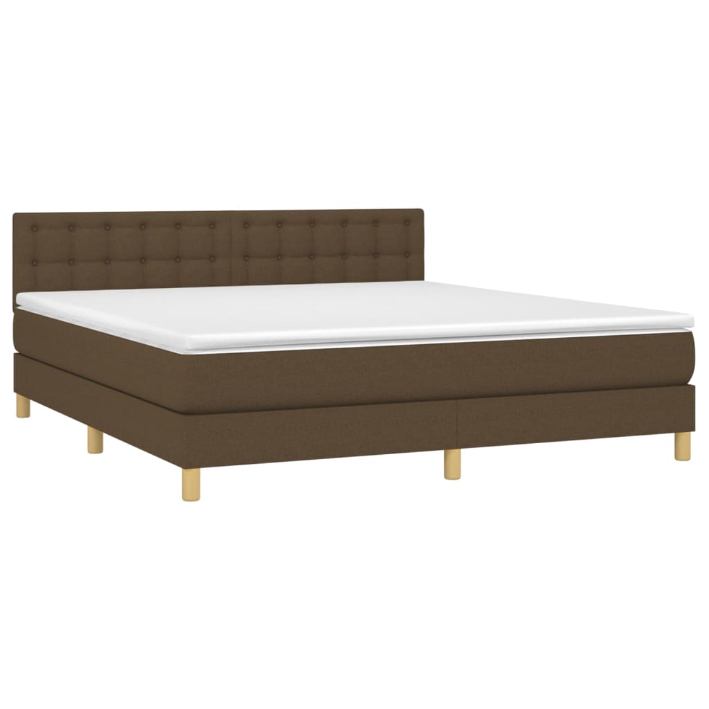 Sommier à lattes de lit matelas et LED Marron foncé 180x200cm Lits & cadres de lit vidaXL