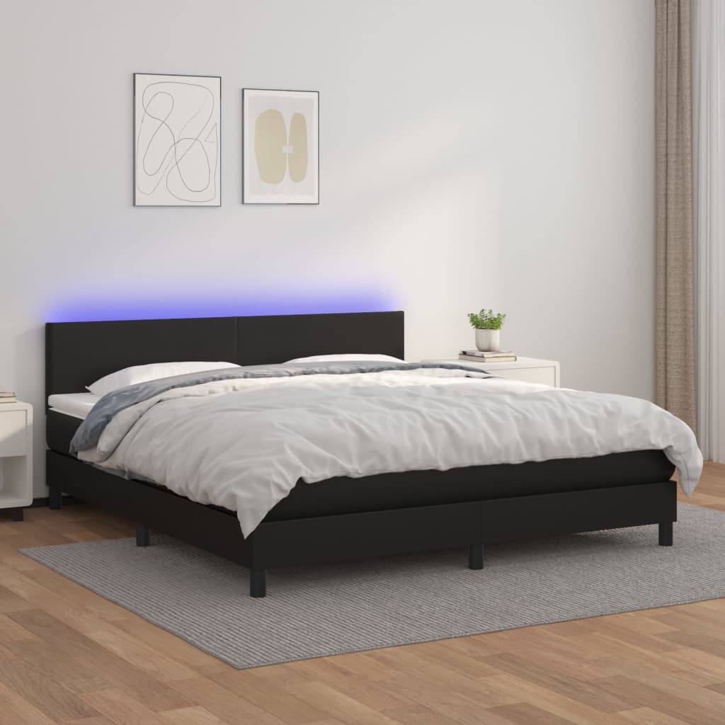 Sommier à lattes de lit avec matelas et LED Noir 180x200 cm Lits & cadres de lit vidaXL