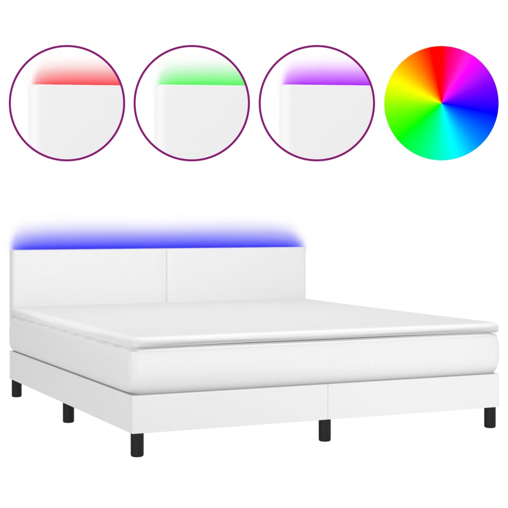 Sommier à lattes de lit avec matelas et LED Blanc 180x200 cm Lits & cadres de lit vidaXL