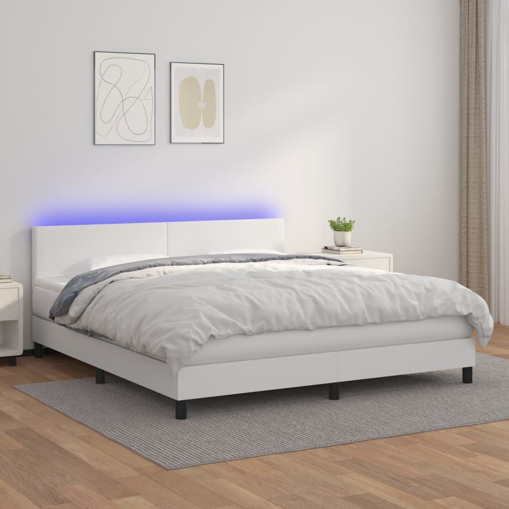 Sommier à lattes de lit avec matelas et LED Blanc 180x200 cm Lits & cadres de lit vidaXL