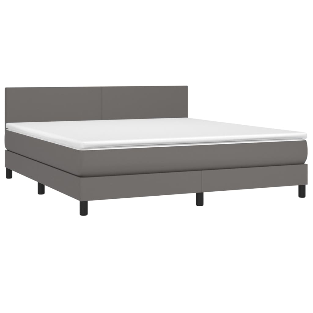 Sommier à lattes de lit avec matelas et LED Gris 180x200 cm Lits & cadres de lit vidaXL