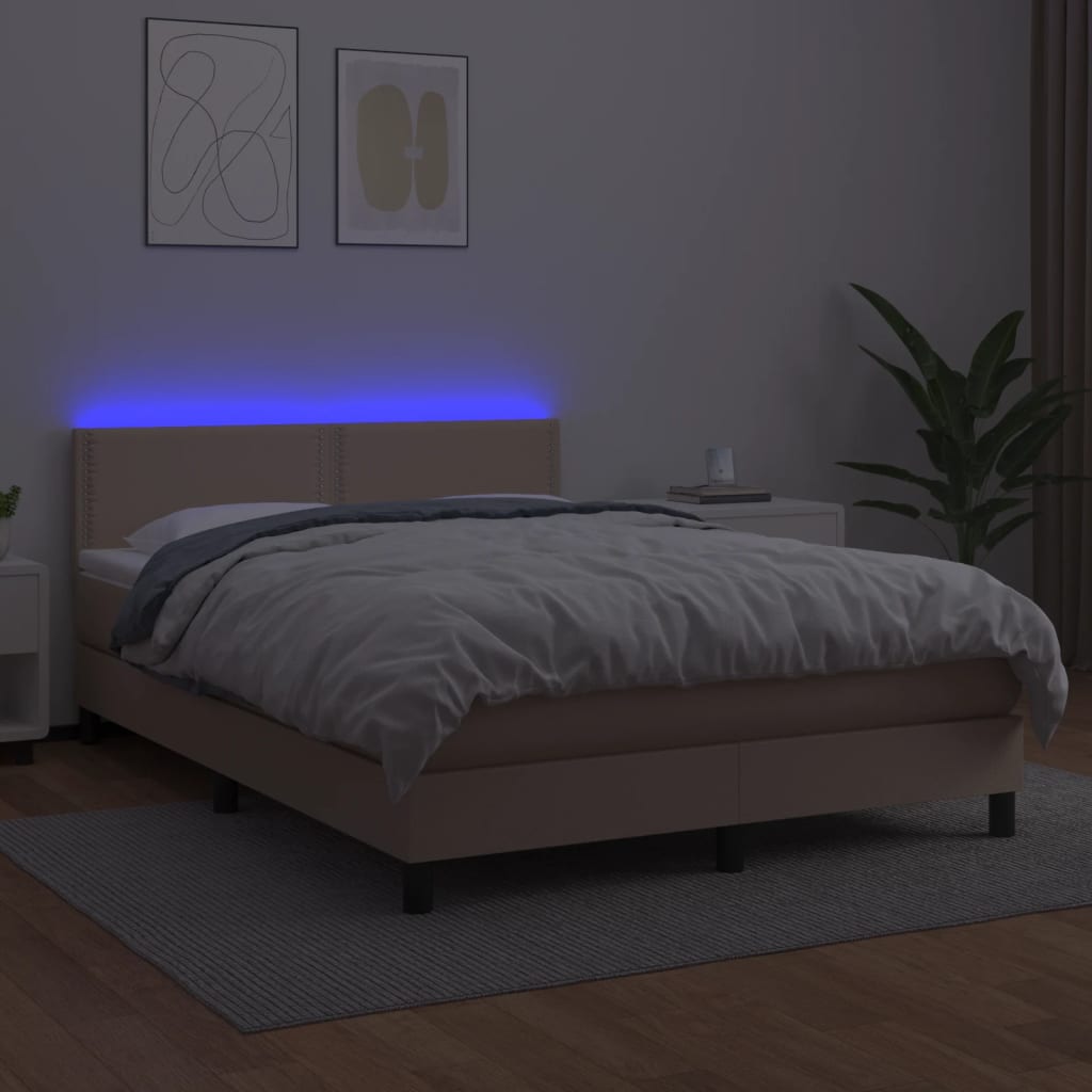 Sommier à lattes de lit avec matelas LED Cappuccino 140x200 cm Lits & cadres de lit vidaXL