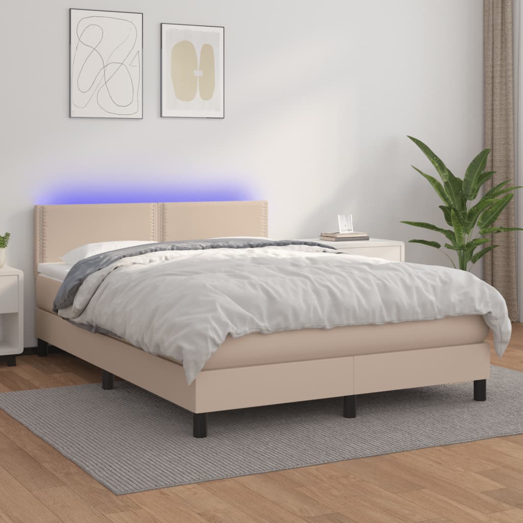 Sommier à lattes de lit avec matelas LED Cappuccino 140x200 cm Lits & cadres de lit vidaXL