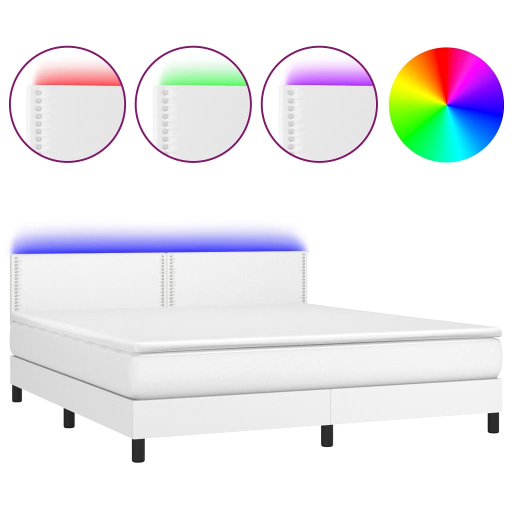 Sommier à lattes de lit avec matelas et LED Blanc 160x200 cm Lits & cadres de lit vidaXL