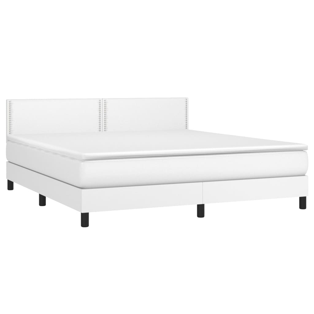 Sommier à lattes de lit avec matelas et LED Blanc 160x200 cm Lits & cadres de lit vidaXL