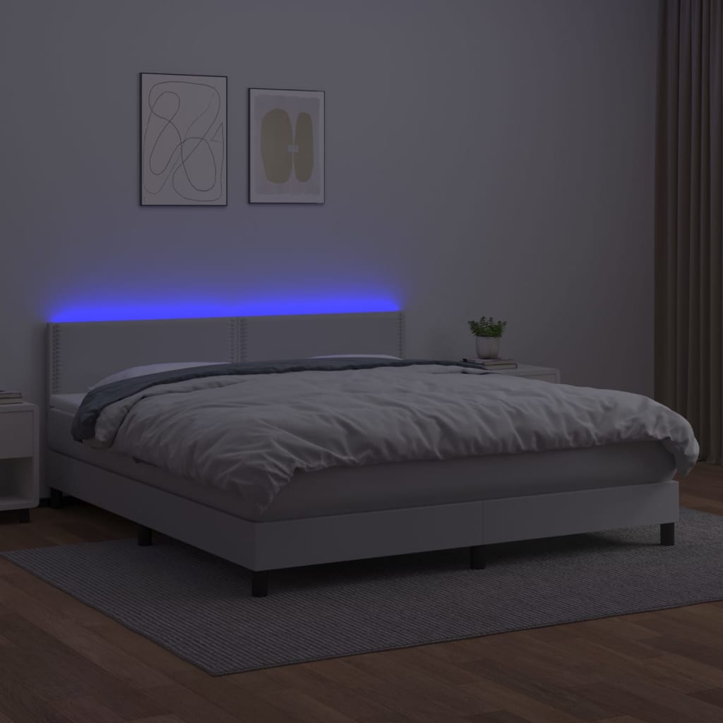 Sommier à lattes de lit avec matelas et LED Blanc 160x200 cm Lits & cadres de lit vidaXL