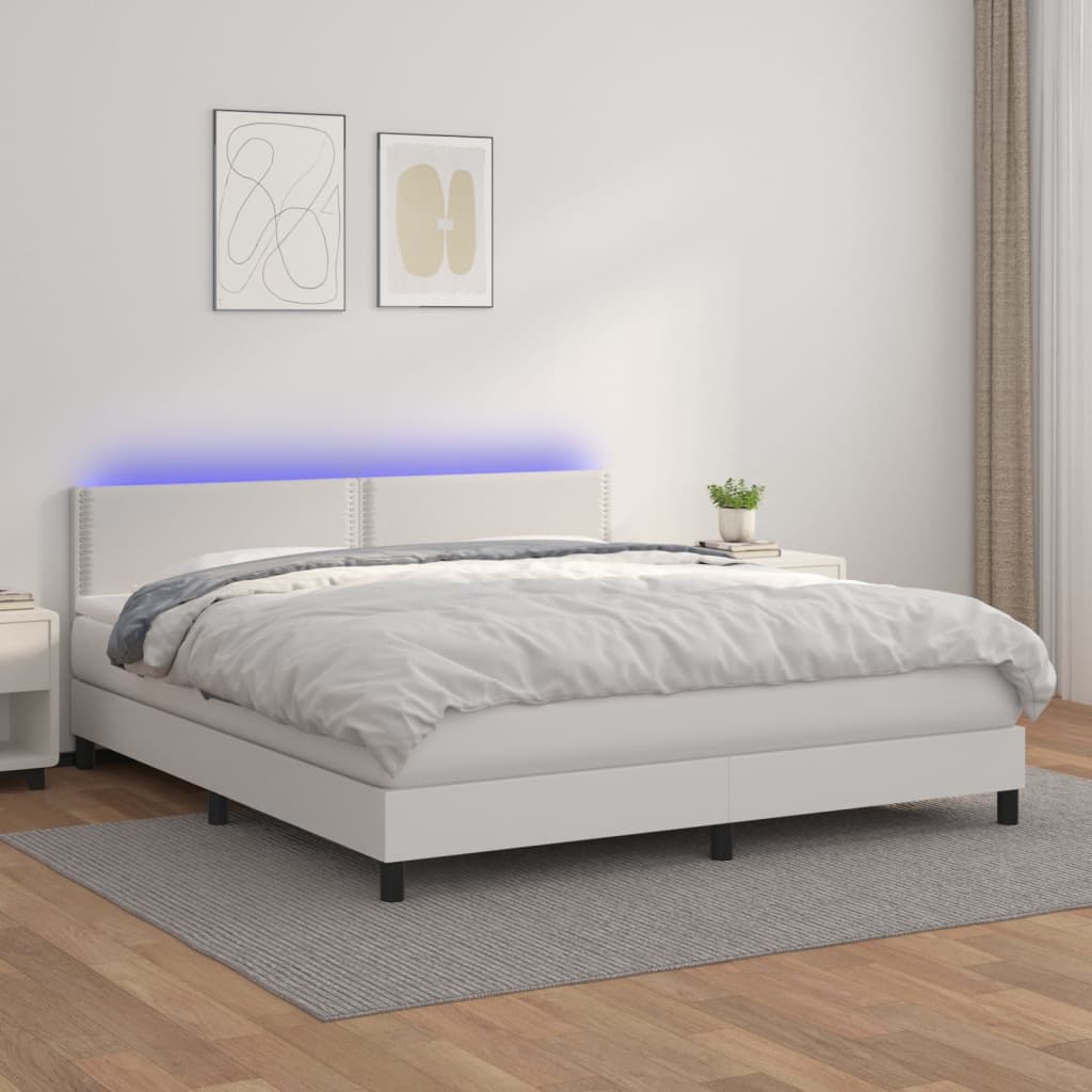 Sommier à lattes de lit avec matelas et LED Blanc 160x200 cm Lits & cadres de lit vidaXL