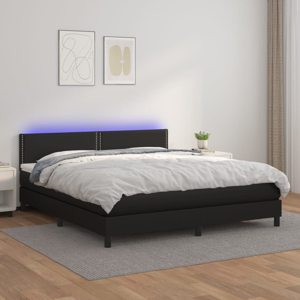 Sommier à lattes de lit avec matelas et LED Noir 180x200cm Lits & cadres de lit vidaXL