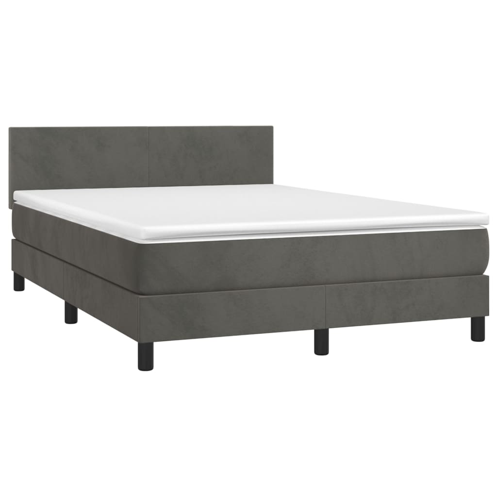 Sommier à lattes de lit avec matelas LED Gris foncé 140x190 cm Lits & cadres de lit vidaXL