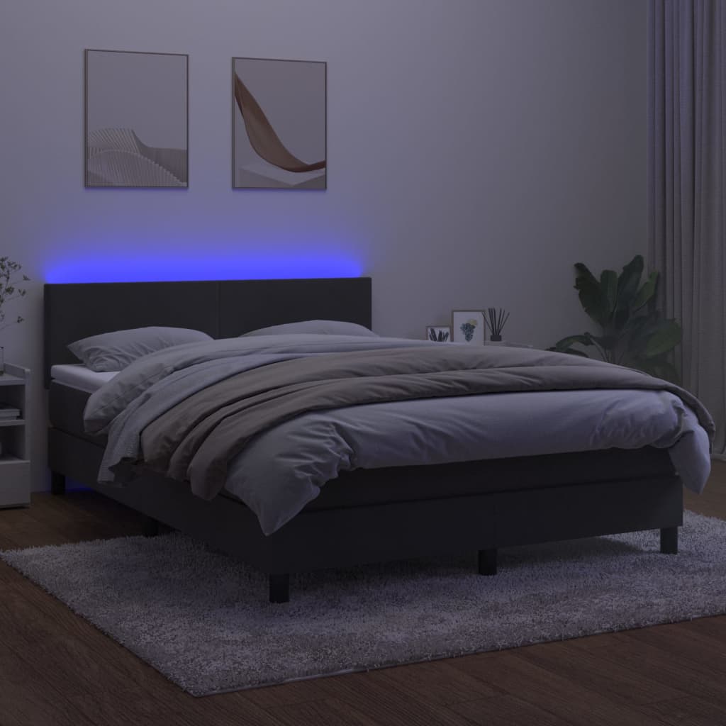 Sommier à lattes de lit avec matelas LED Gris foncé 140x190 cm Lits & cadres de lit vidaXL