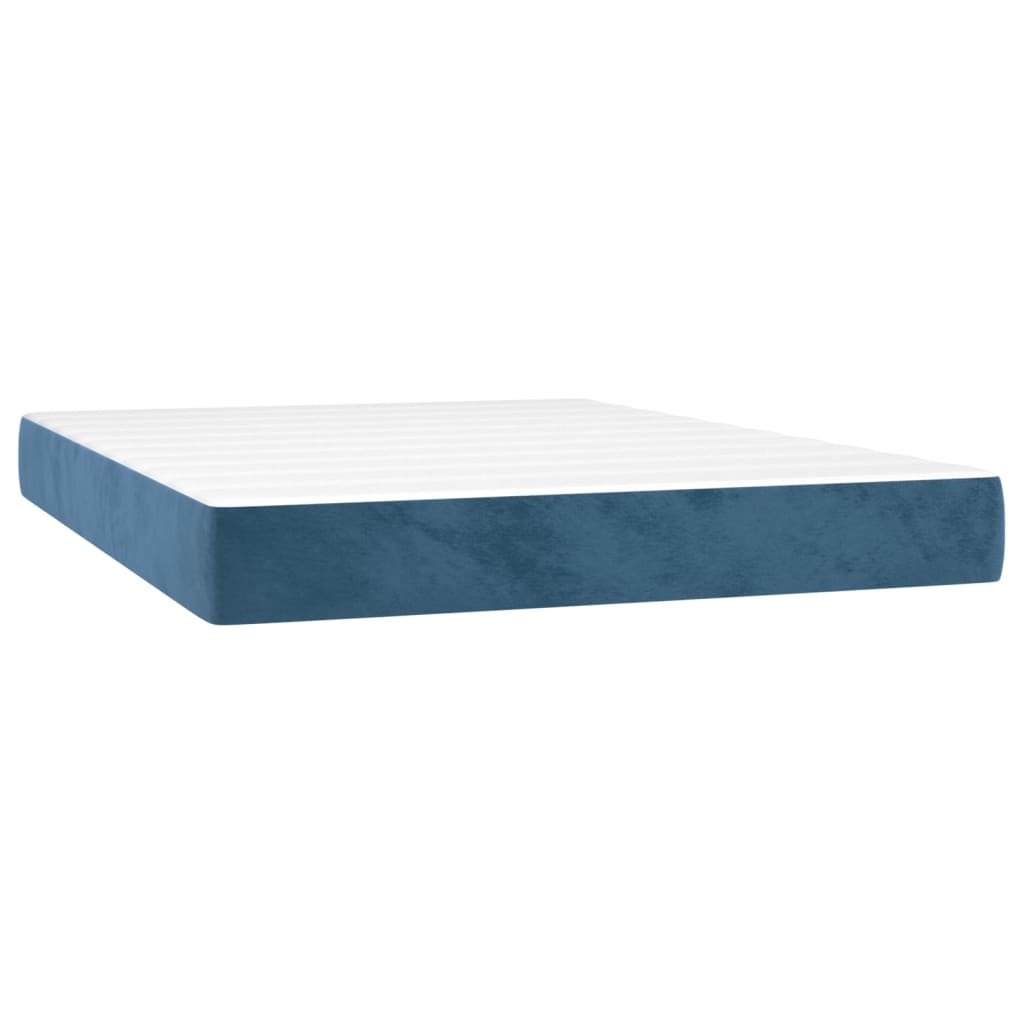 Sommier à lattes de lit avec matelas LED Bleu foncé 140x190 cm Lits & cadres de lit vidaXL