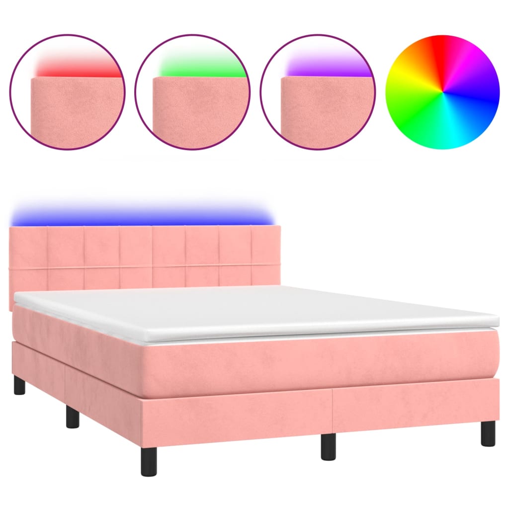 Sommier à lattes de lit avec matelas et LED Rose 140x190 cm Lits & cadres de lit vidaXL