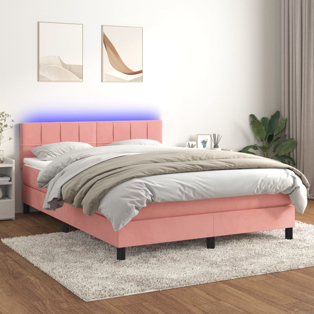 Sommier à lattes de lit avec matelas et LED Rose 140x190 cm Lits & cadres de lit vidaXL