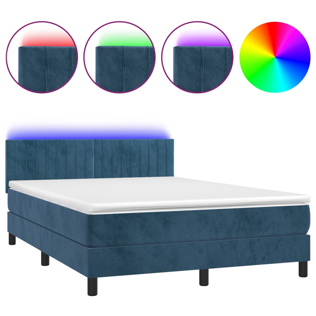 Image Sommier à lattes de lit avec matelas LED Bleu foncé 140x200 cm | Xios Store SNC vidaXL Xios Store SNC