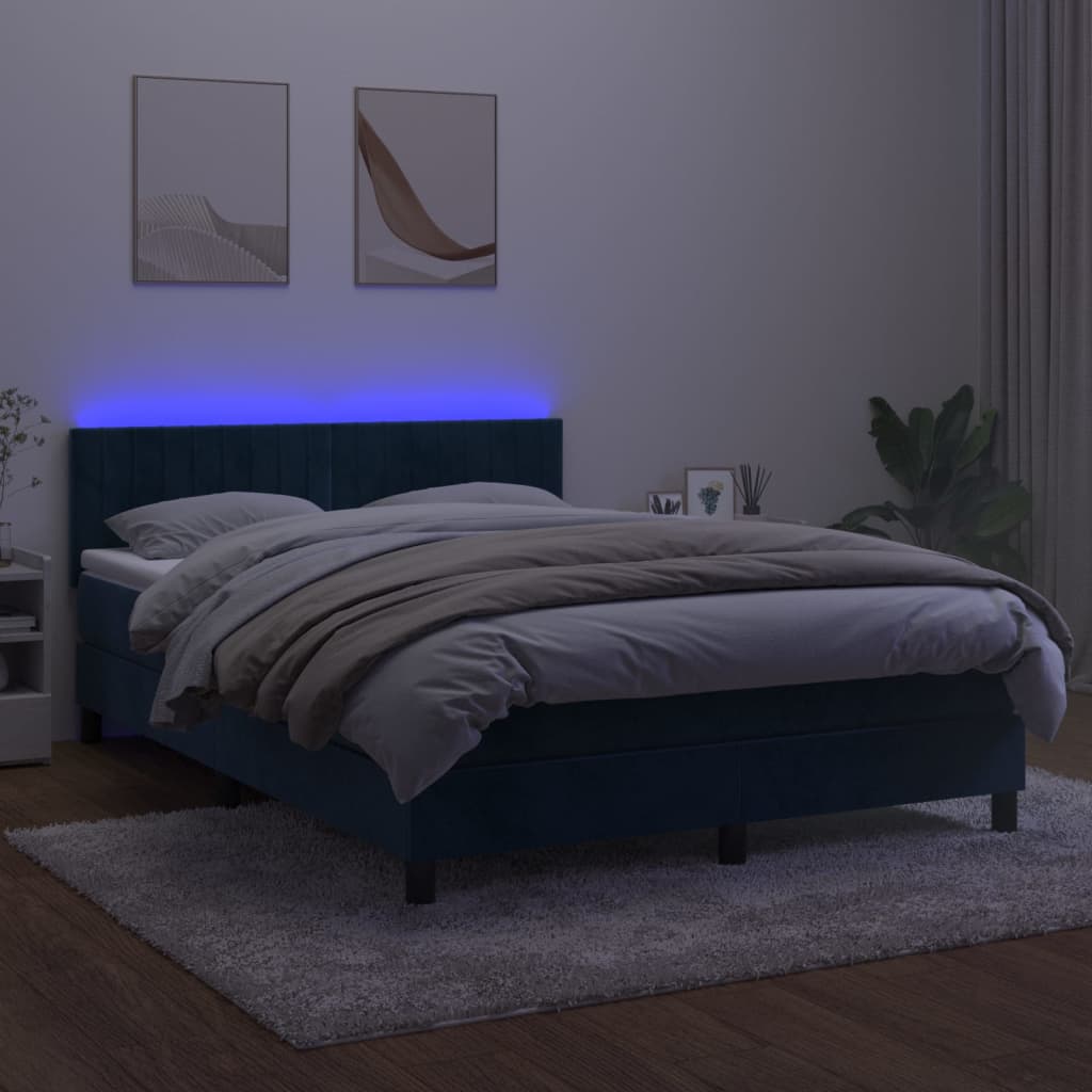 Image Sommier à lattes de lit avec matelas LED Bleu foncé 140x200 cm | Xios Store SNC vidaXL Xios Store SNC