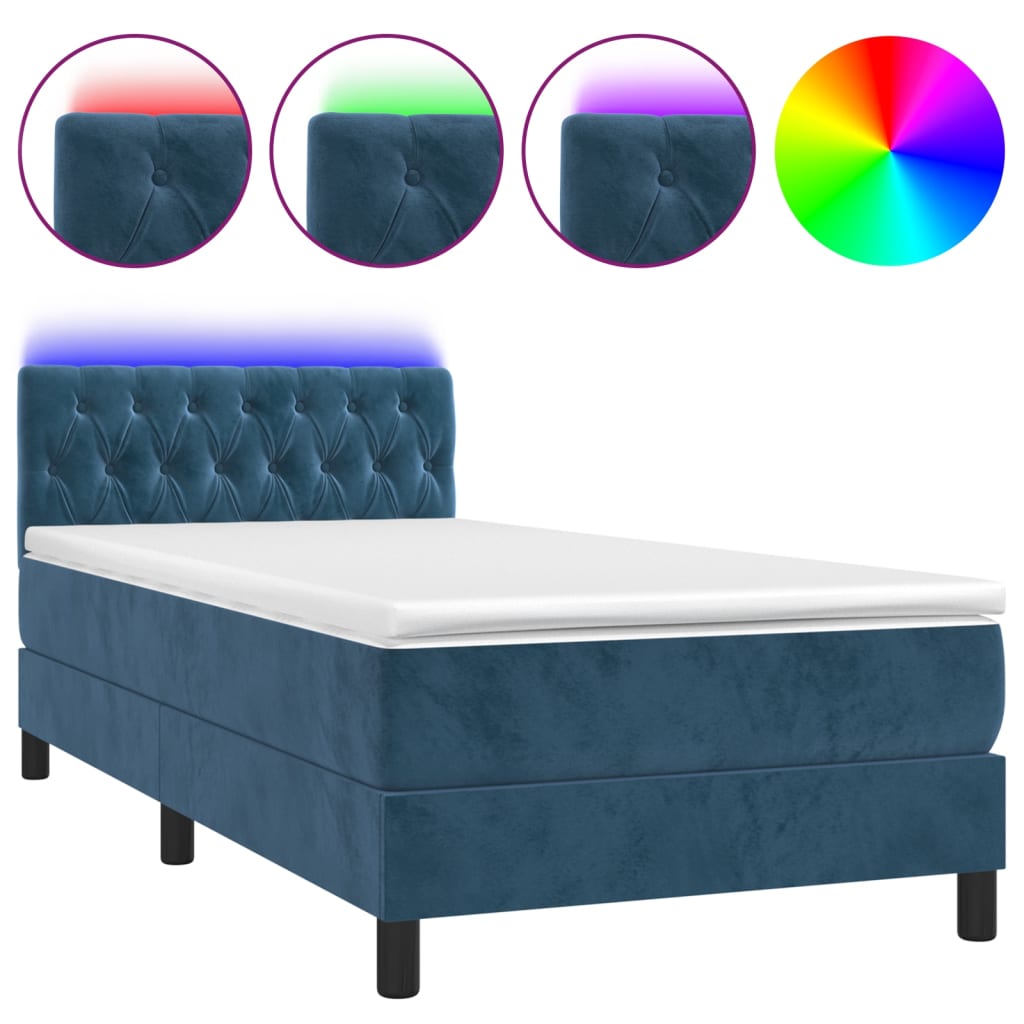 Image Sommier à lattes de lit avec matelas LED Bleu foncé 100x200 cm | Xios Store SNC vidaXL Xios Store SNC