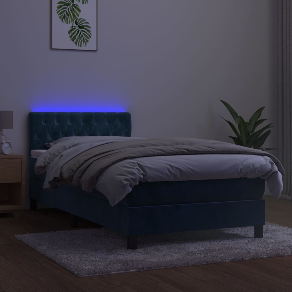 Image Sommier à lattes de lit avec matelas LED Bleu foncé 100x200 cm | Xios Store SNC vidaXL Xios Store SNC