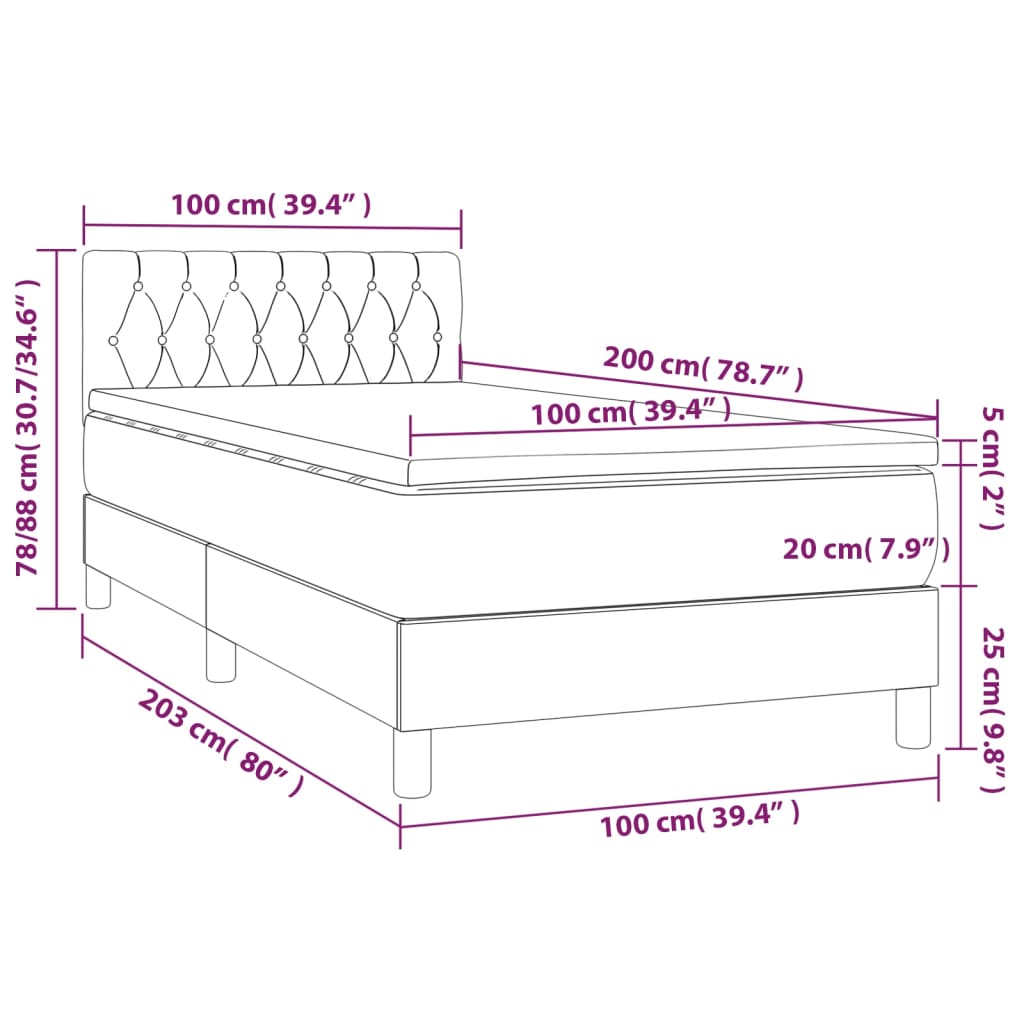 Image Sommier à lattes de lit avec matelas LED Bleu foncé 100x200 cm | Xios Store SNC vidaXL Xios Store SNC