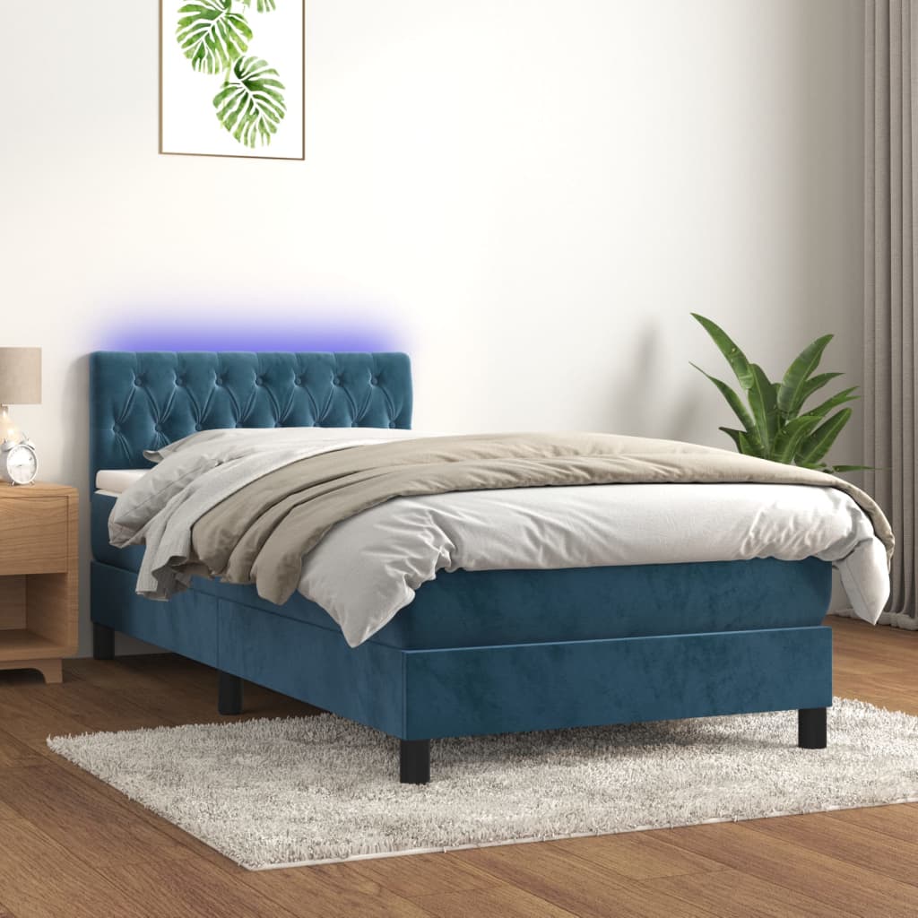 Image Sommier à lattes de lit avec matelas LED Bleu foncé 100x200 cm | Xios Store SNC vidaXL Xios Store SNC