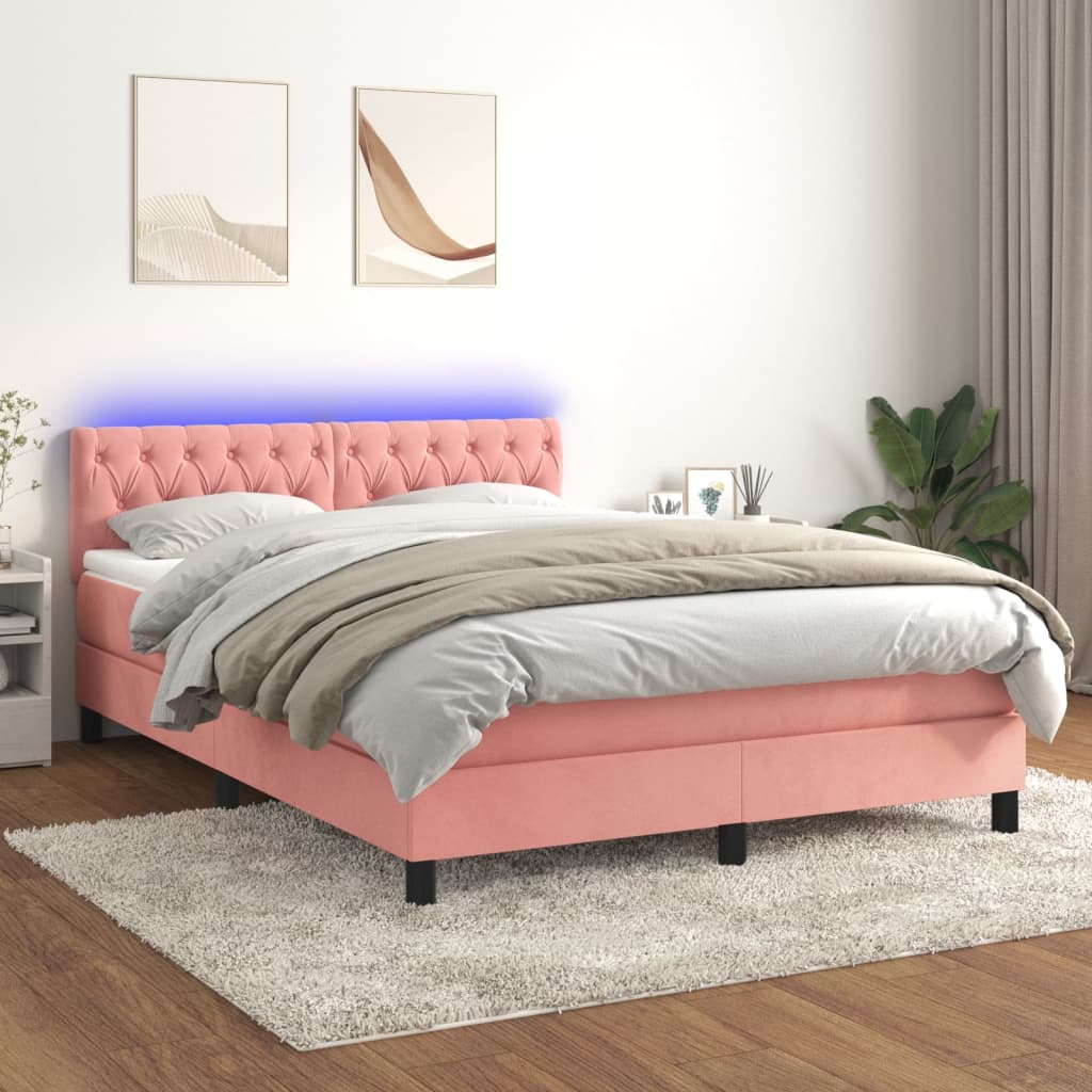 Sommier à lattes de lit avec matelas et LED Rose 140x190 cm Lits & cadres de lit vidaXL