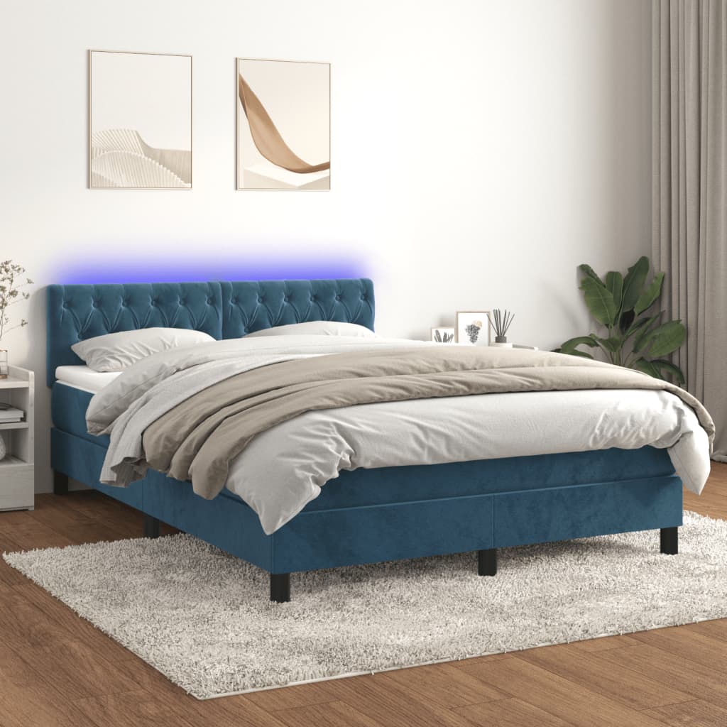 Image Sommier à lattes de lit avec matelas LED Bleu foncé 140x200 cm | Xios Store SNC vidaXL Xios Store SNC