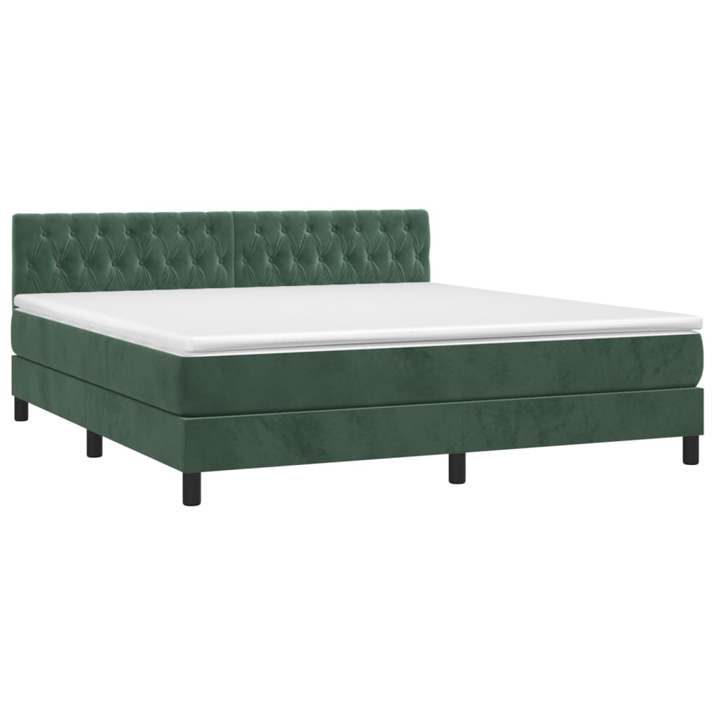 Sommier à lattes de lit avec matelas LED Vert foncé 180x200 cm Lits & cadres de lit vidaXL