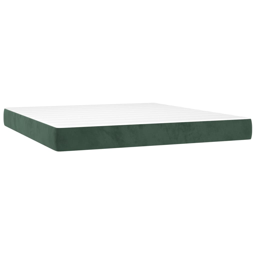 Sommier à lattes de lit avec matelas LED Vert foncé 180x200 cm Lits & cadres de lit vidaXL