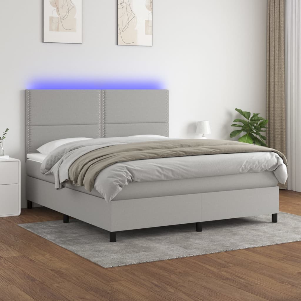 Sommier à lattes de lit et matelas et LED Gris clair 180x200 cm Lits & cadres de lit vidaXL