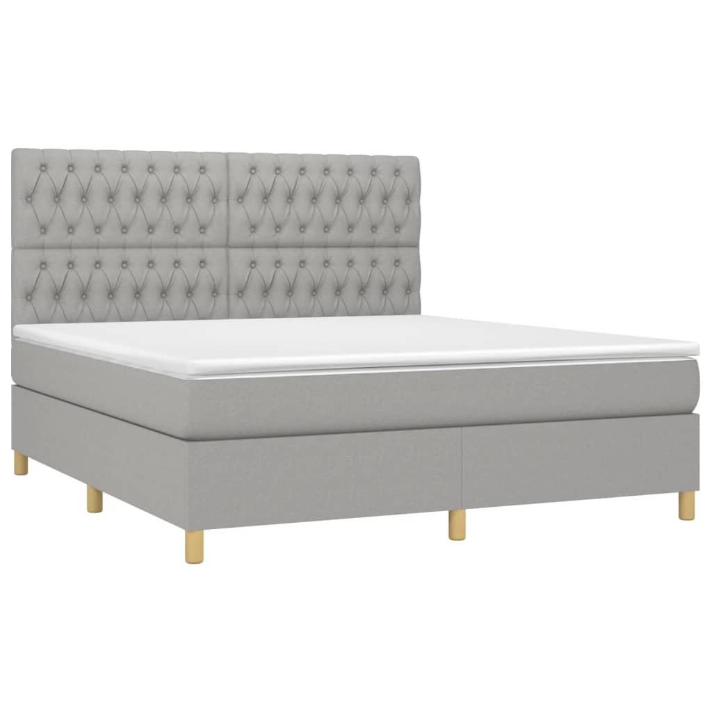 Sommier à lattes de lit et matelas et LED Gris clair 180x200 cm Lits & cadres de lit vidaXL