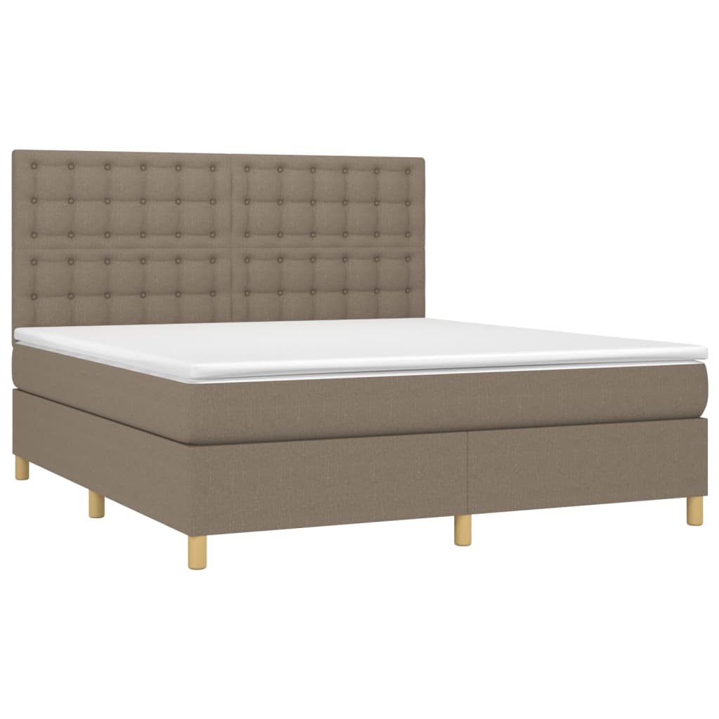 Sommier à lattes de lit et matelas et LED Taupe 180x200cm Tissu Lits & cadres de lit vidaXL