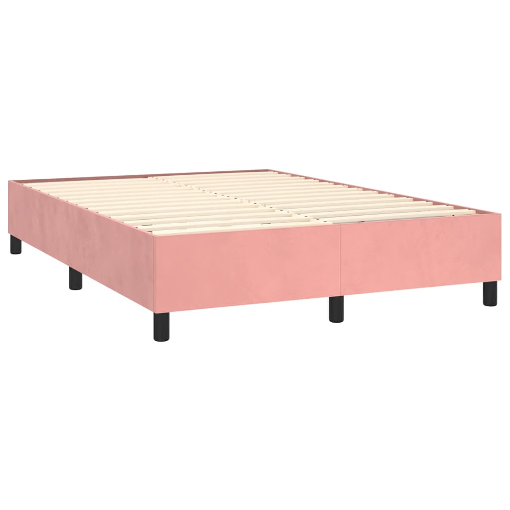 Sommier à lattes de lit avec matelas LED Rose 140x200cm Velours Lits & cadres de lit vidaXL