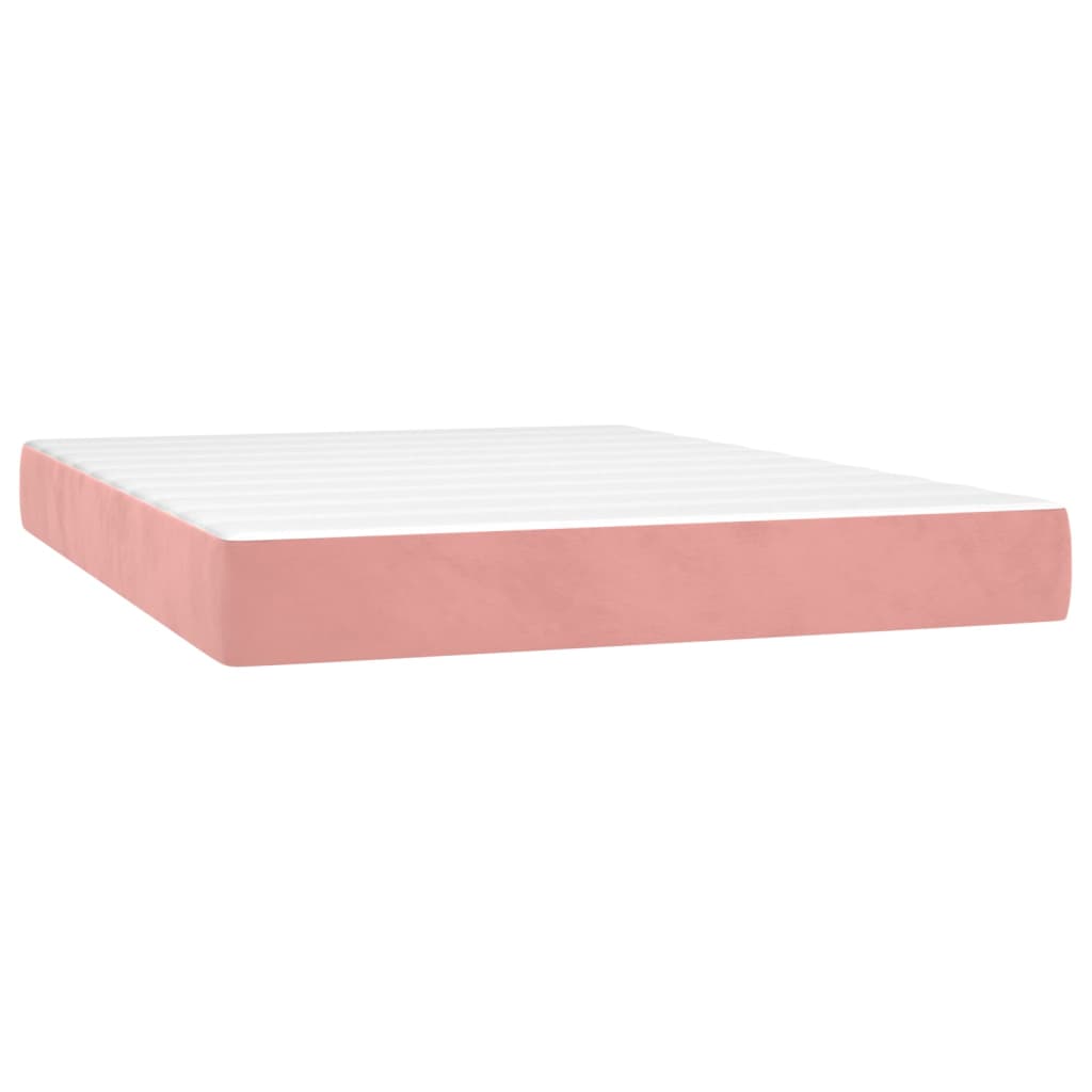 Sommier à lattes de lit avec matelas LED Rose 140x200cm Velours Lits & cadres de lit vidaXL