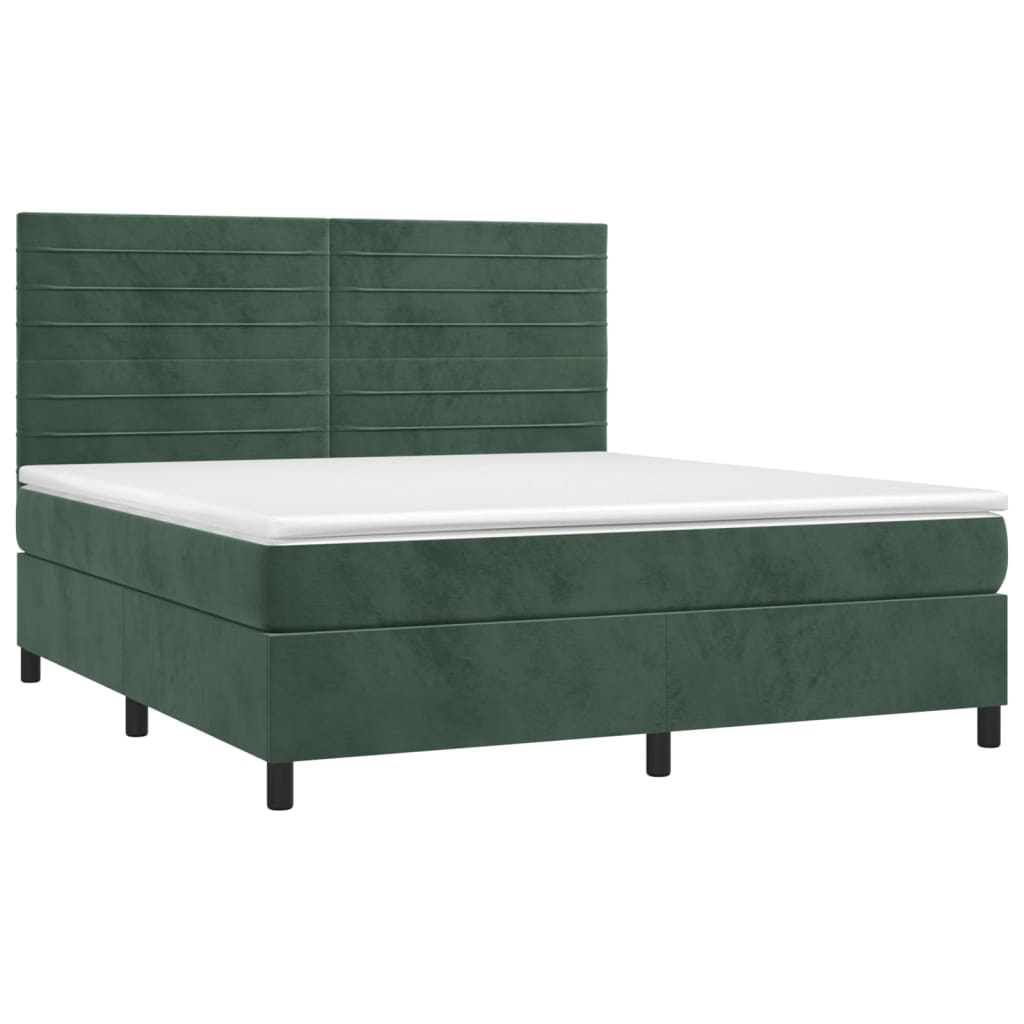 Sommier à lattes de lit avec matelas LED Vert foncé 160x200 cm Lits & cadres de lit vidaXL