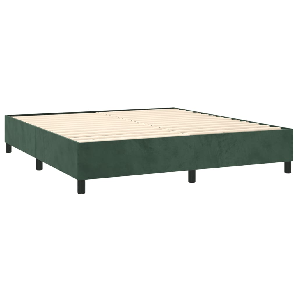 Sommier à lattes de lit avec matelas LED Vert foncé 160x200 cm Lits & cadres de lit vidaXL