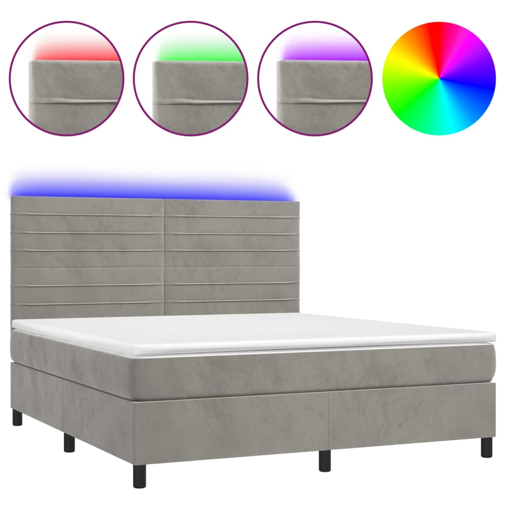 Sommier à lattes de lit avec matelas LED Gris clair 180x200 cm Lits & cadres de lit vidaXL