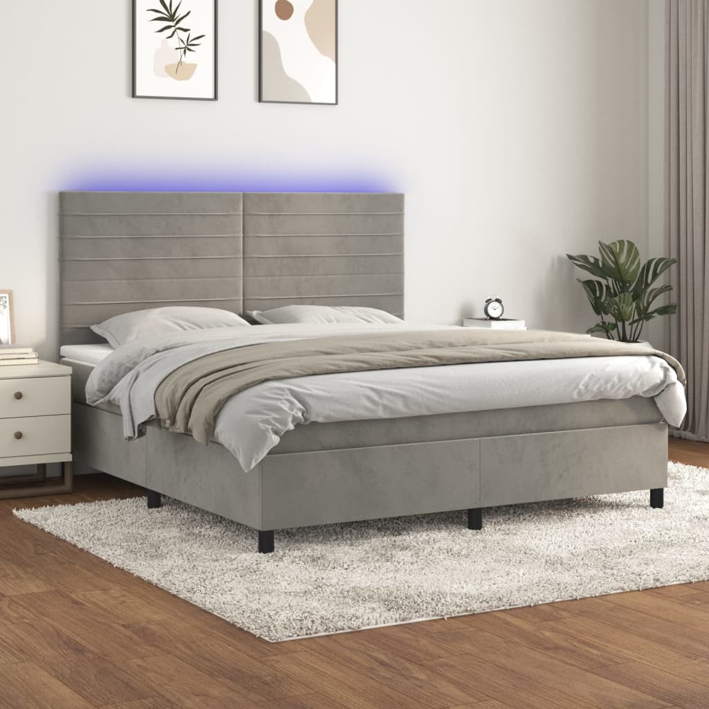 Sommier à lattes de lit avec matelas LED Gris clair 180x200 cm Lits & cadres de lit vidaXL