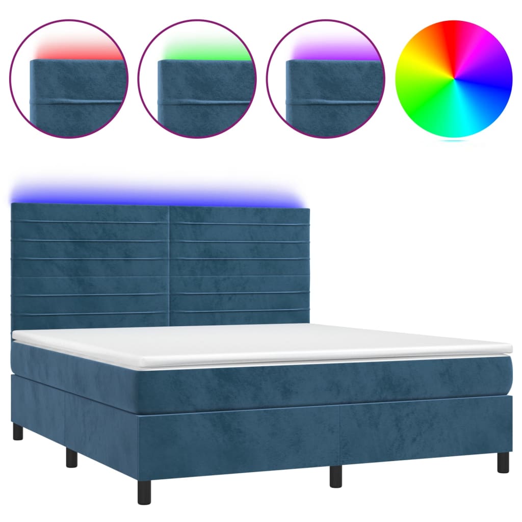 Sommier à lattes de lit avec matelas LED Bleu foncé 180x200 cm Lits & cadres de lit vidaXL