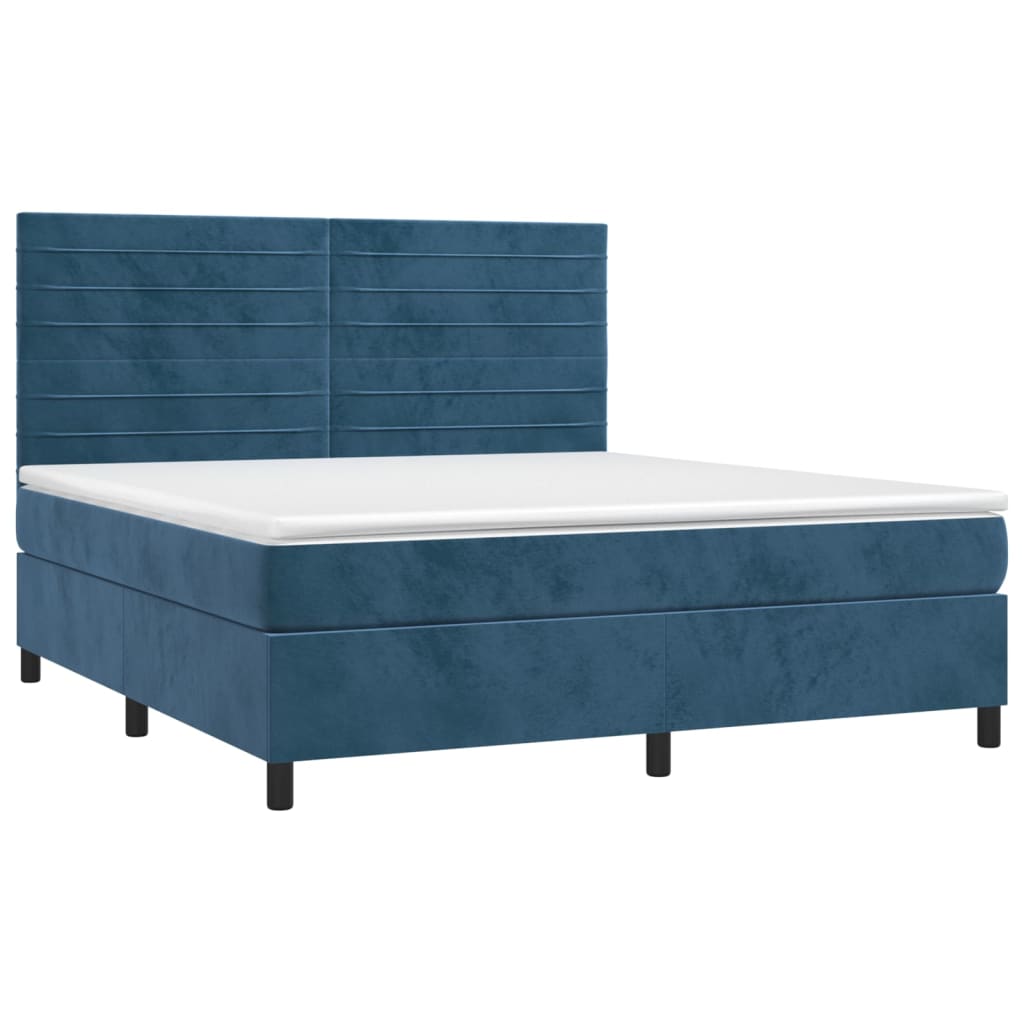 Sommier à lattes de lit avec matelas LED Bleu foncé 180x200 cm Lits & cadres de lit vidaXL