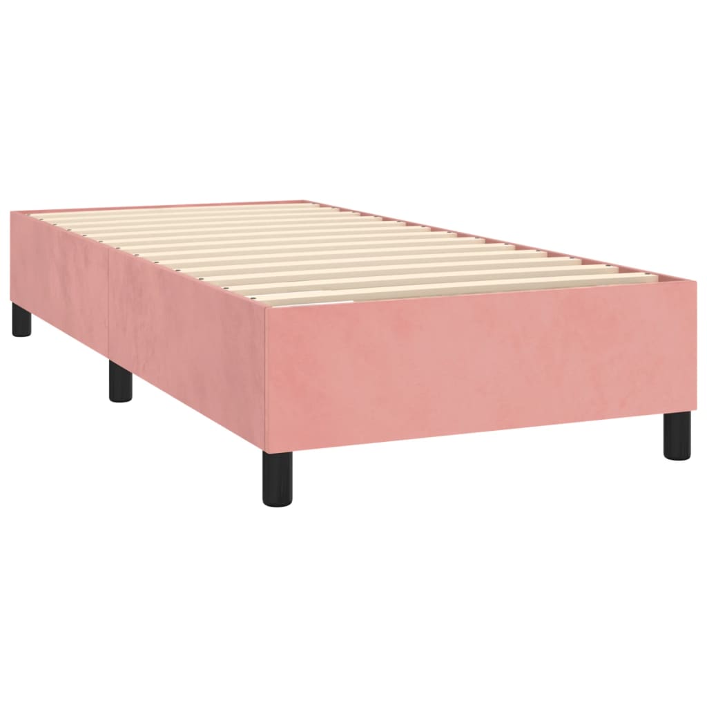 Sommier à lattes de lit avec matelas LED Rose 90x190 cm Velours Lits & cadres de lit vidaXL