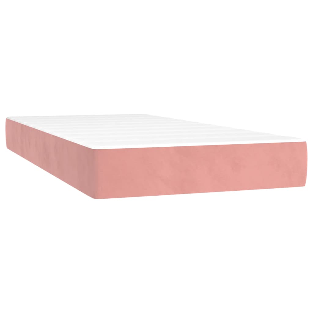 Sommier à lattes de lit avec matelas LED Rose 90x190 cm Velours Lits & cadres de lit vidaXL