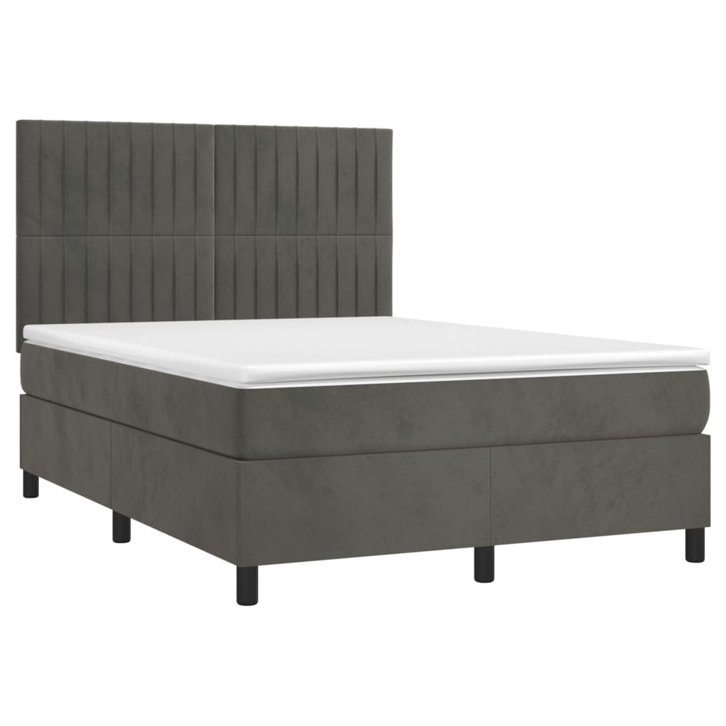 Sommier à lattes de lit avec matelas LED Gris foncé 140x190 cm Lits & cadres de lit vidaXL