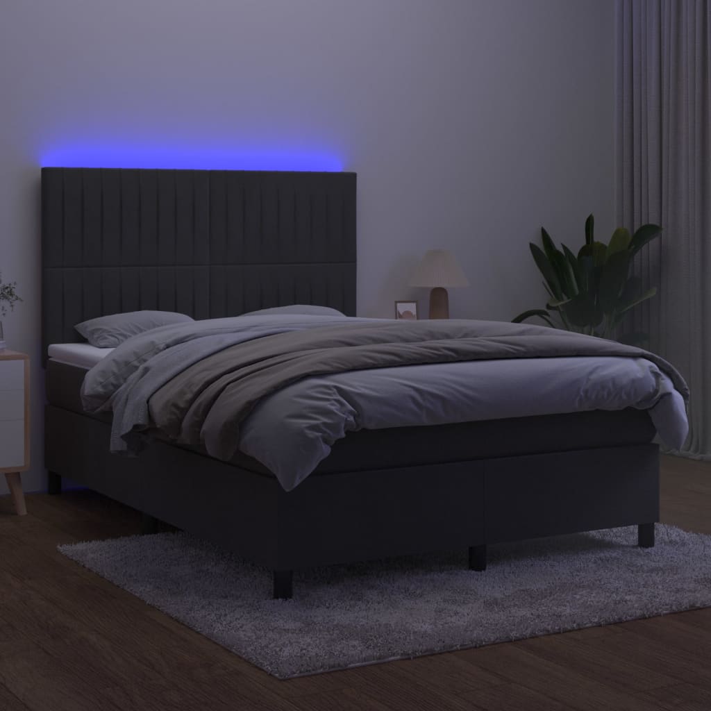 Sommier à lattes de lit avec matelas LED Gris foncé 140x190 cm Lits & cadres de lit vidaXL