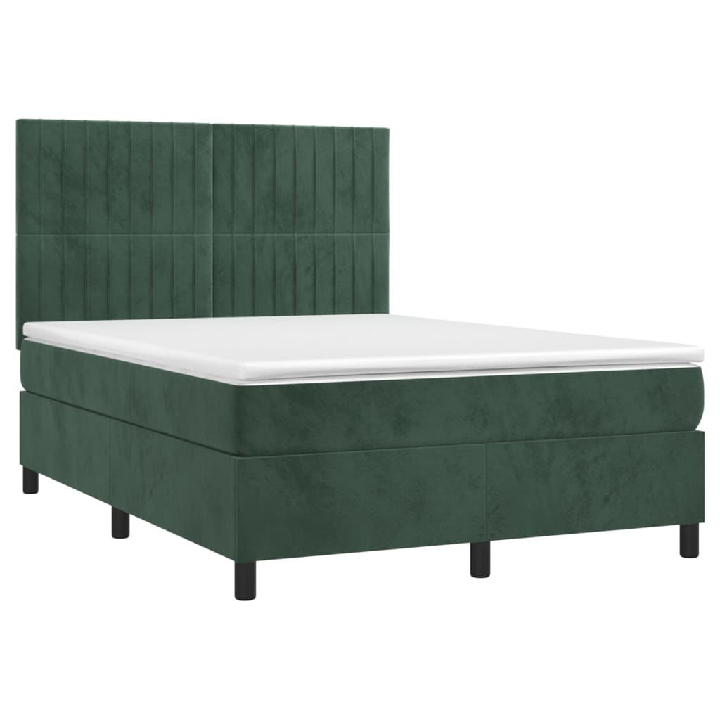 Image Sommier à lattes de lit matelas et LED Vert foncé 140x200 cm | Xios Store SNC vidaXL Xios Store SNC